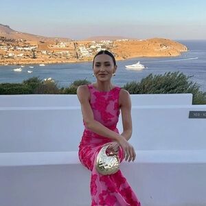 Elegant Pink Floral Maxi Dress